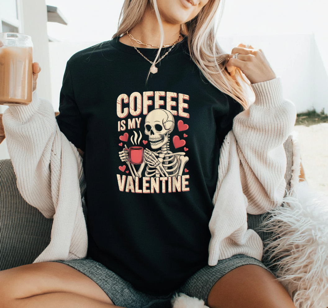 Coffee Is My Valentine Skeleton SVG PNG | Funny Coffee Humor Design