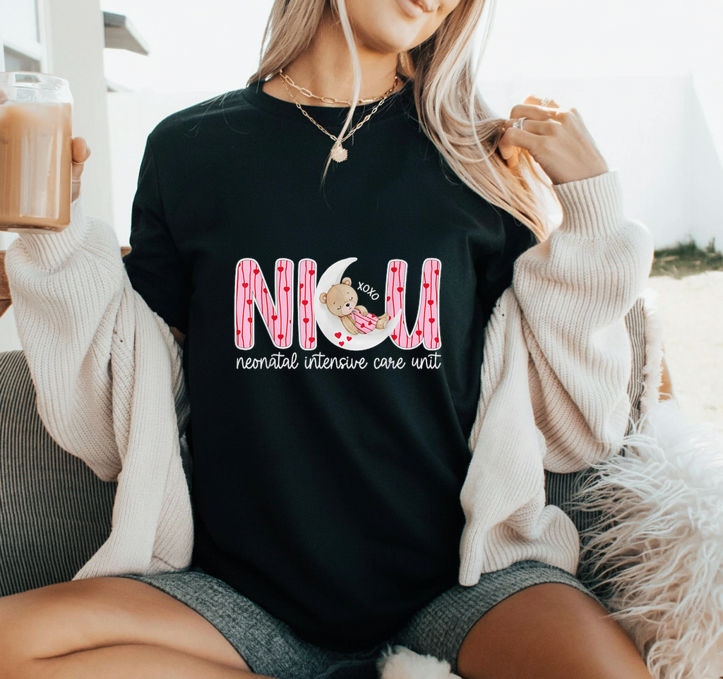 High resolution 300 DPI transparent PNG NICU nurse heart and bear art