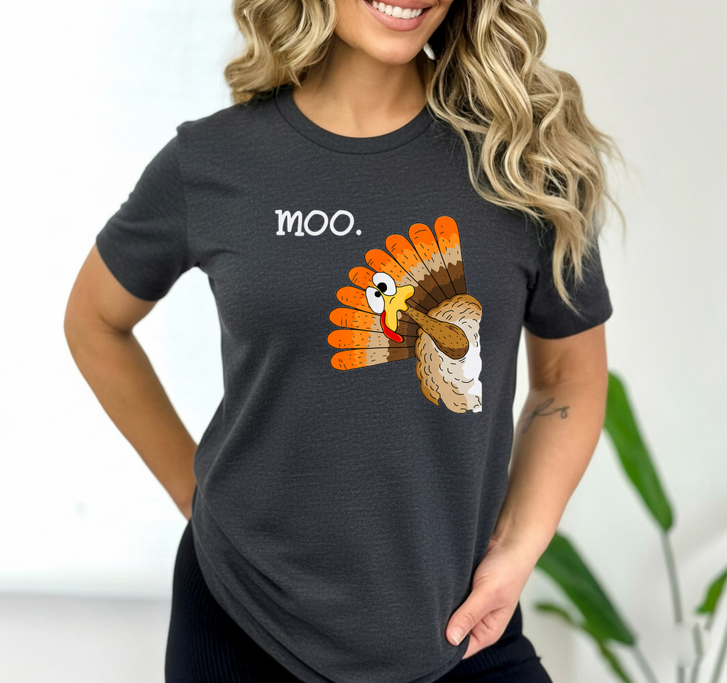Funny Turkey Moo SVG PNG Thanksgiving Cow Shirt