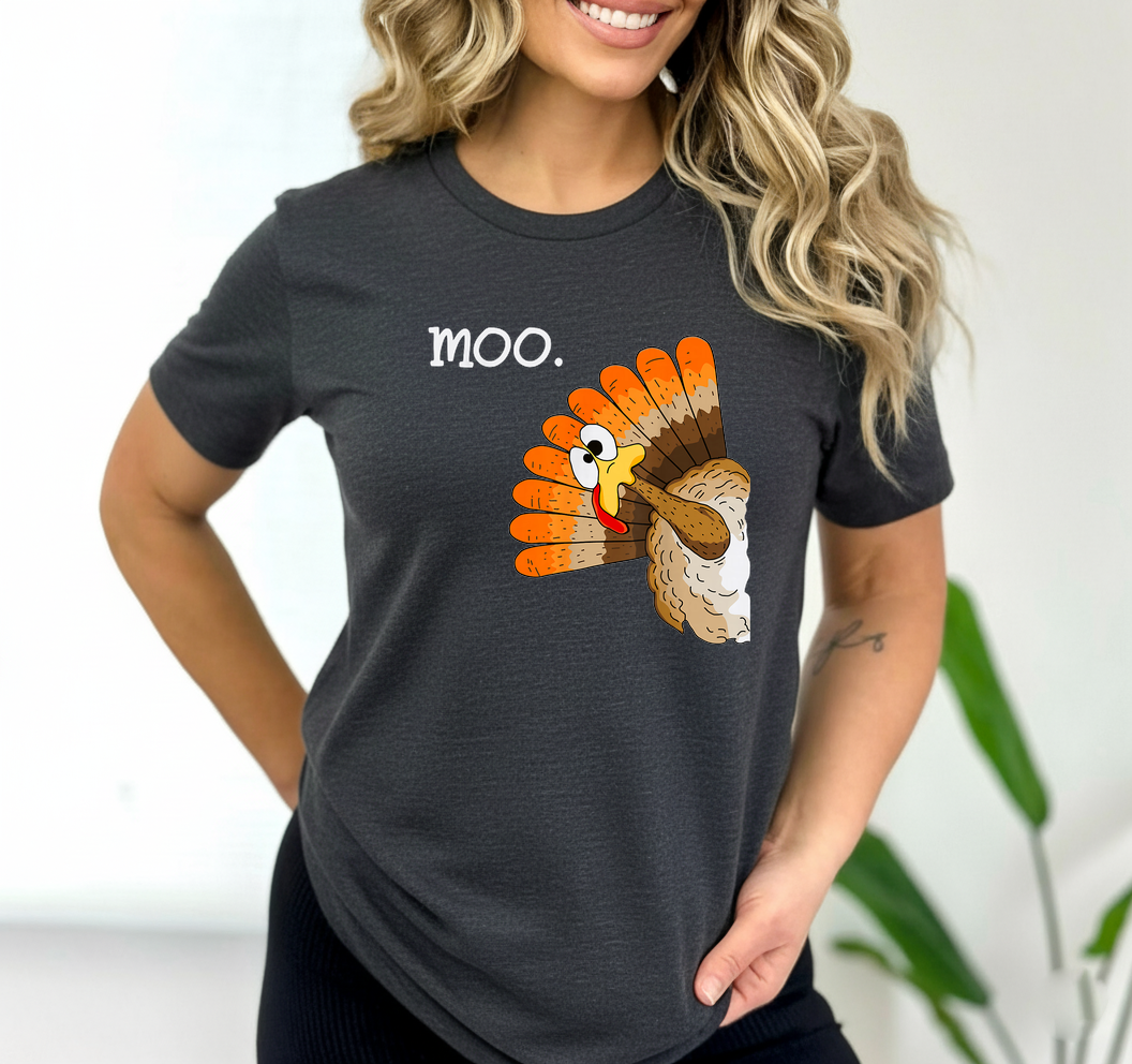 Funny Turkey Moo SVG PNG Thanksgiving Cow Shirt