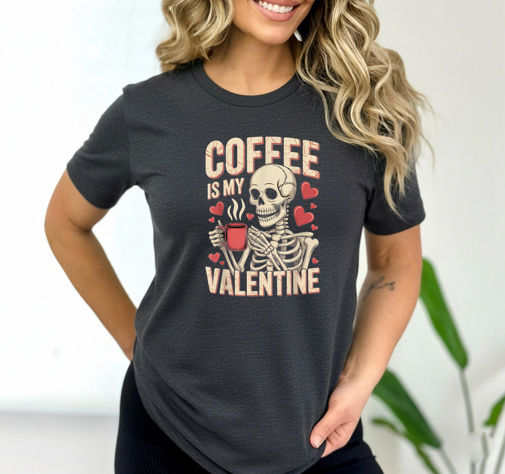 Coffee Is My Valentine Skeleton SVG PNG | Funny Coffee Humor Design