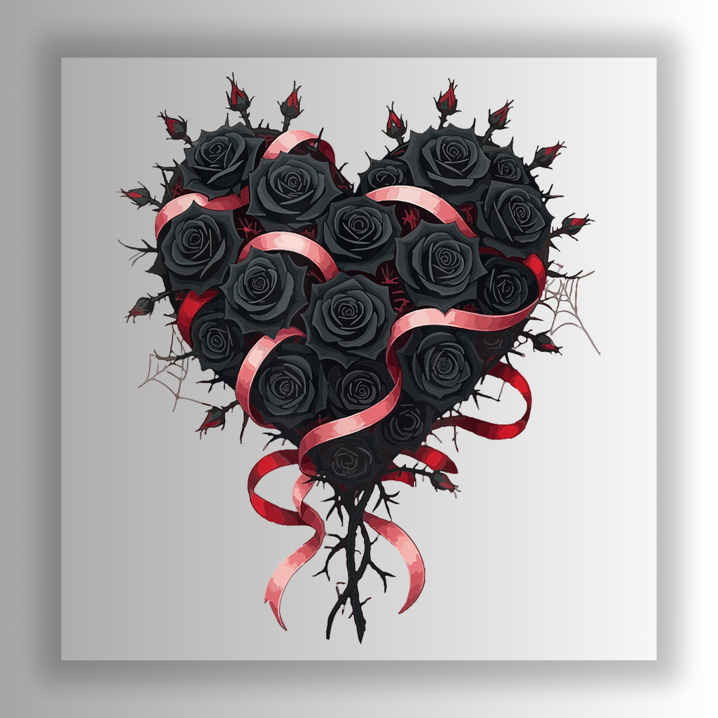 Gothic Black Rose Heart SVG PNG Valloween Shirt