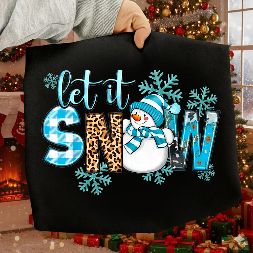 Let It Snow Christmas Snowman SVG PNG design for matching family pajamas