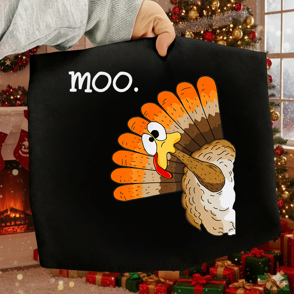 Funny Turkey Moo SVG PNG Thanksgiving Cow Shirt
