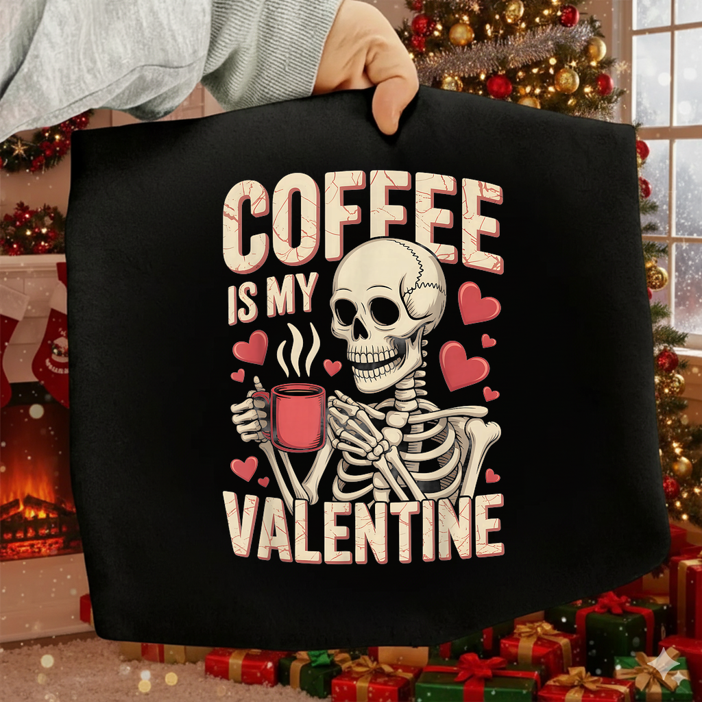 Coffee Is My Valentine Skeleton SVG PNG | Funny Coffee Humor Design