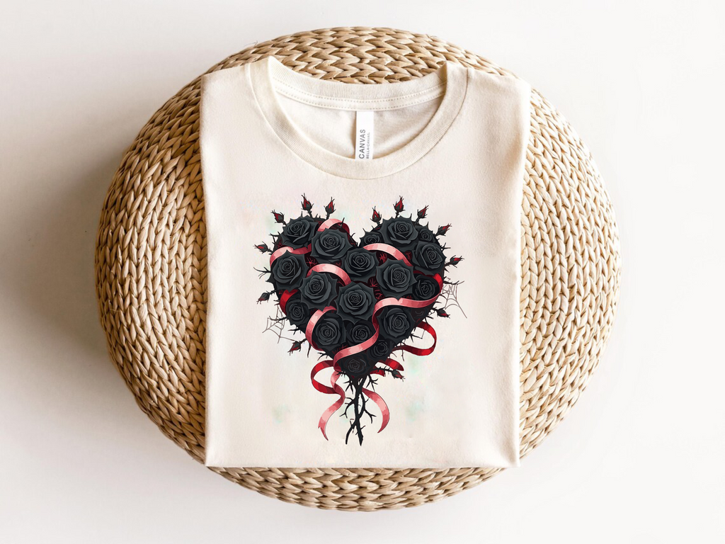 Gothic Black Rose Heart SVG PNG Valloween Shirt
