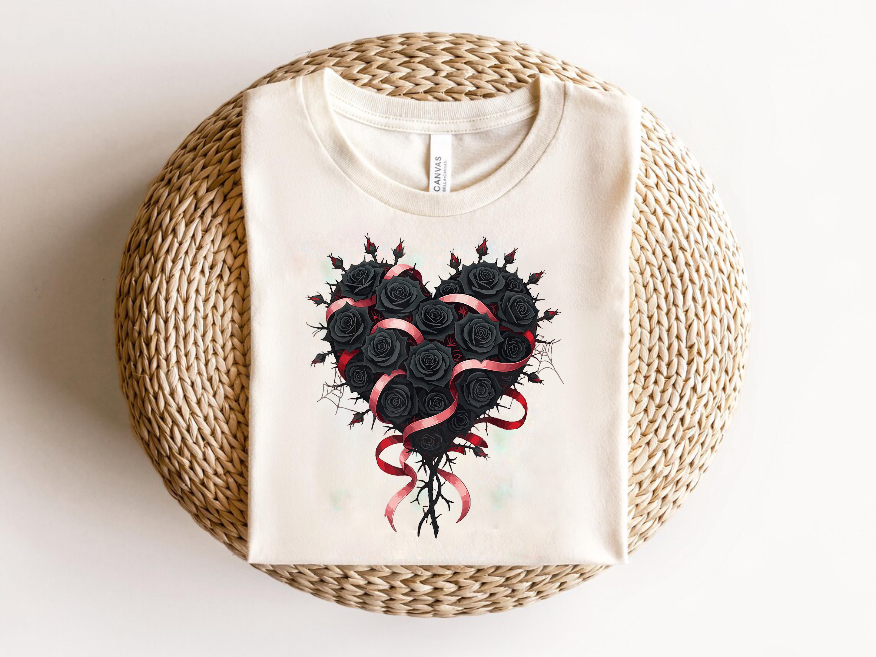 Gothic Black Rose Heart SVG PNG Valloween Shirt