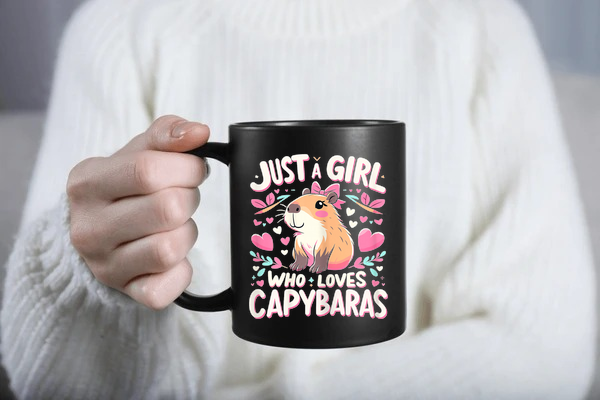 Just a girl who loves capybaras sticker design PNG for laptops