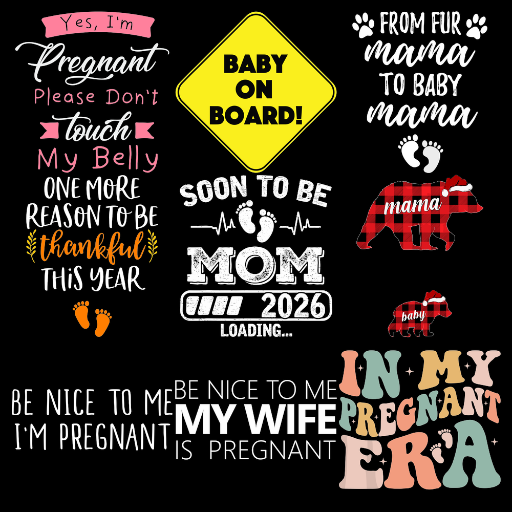 Funny Pregnant Mother 10 SVG PNG Bundle