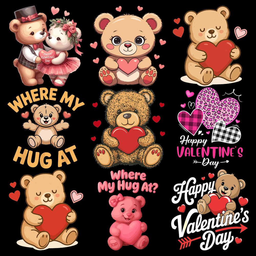 Happy Valentines Day Teddy bears 10 SVG PNG Bundle