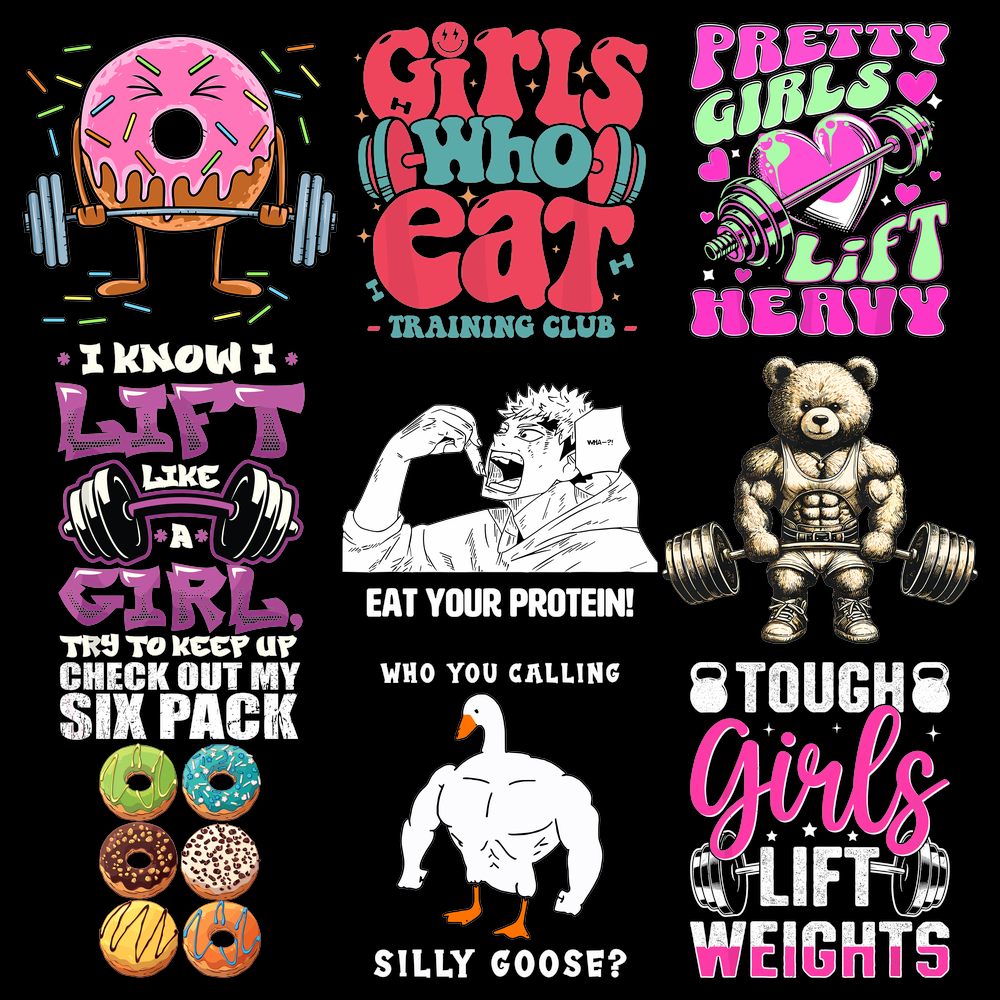 Funny Gym Girl SVG PNG 10 designs bundle